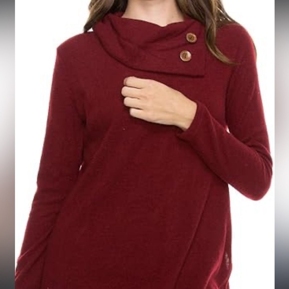 NWT Investments Long Sleeve Button Folded Neck Knit Top Blouse Sweater - Picture 7 of 7